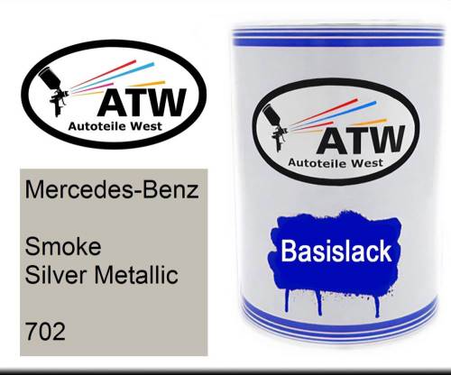 Mercedes-Benz, Smoke Silver Metallic, 702: 500ml Lackdose, von ATW Autoteile West.